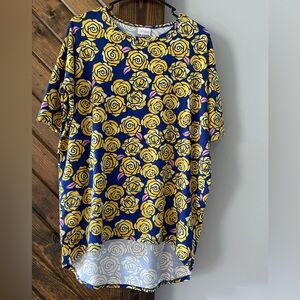 Floral Yellow and Blue T-Shirt